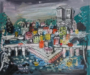 La Seine 1, Charles Cobelle Acrylic on Canvas, Signed Lower Right