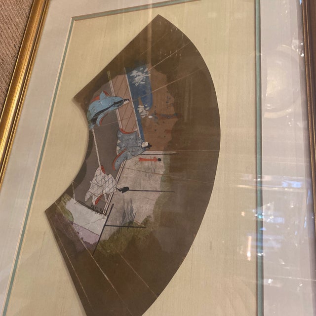 Set of Two Framed 19th Century Japanese Fans For Sale In Philadelphia - Image 6 of 11