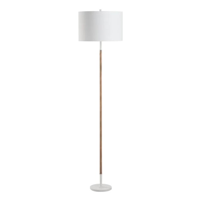 Amelia Rattan Floor Lamp - Matte White For Sale