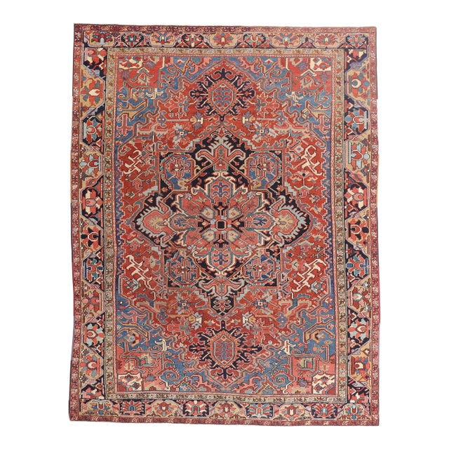 Antique Persian Heriz Rug, 09'06 X 12'03 For Sale