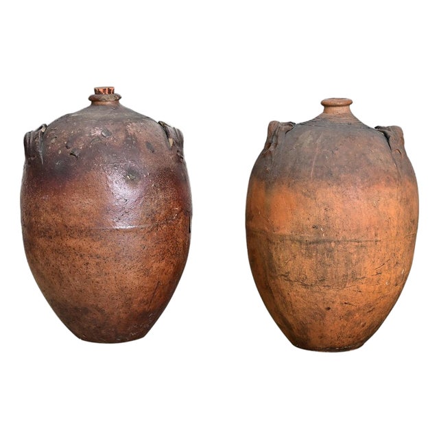 Pair of French 19th Century Massive Ceramic Olive Oil Jars For Sale