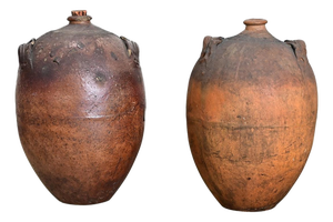 Pair of French 19th Century Massive Ceramic Olive Oil Jars