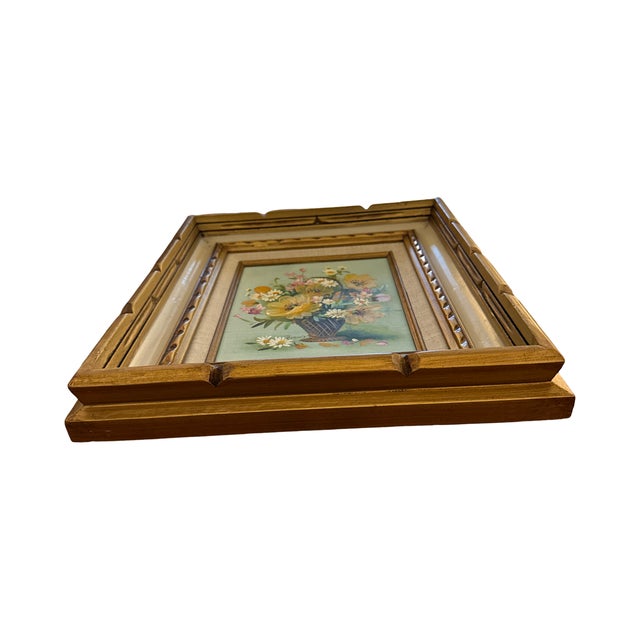 Hollywood Regency Vintage Framed Floral Still Life Oil Painting With Deep Carved Frame For Sale - Image 3 of 8