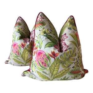 Manuel Canovas “Laly” in Hibiscus Pillows- a Pair