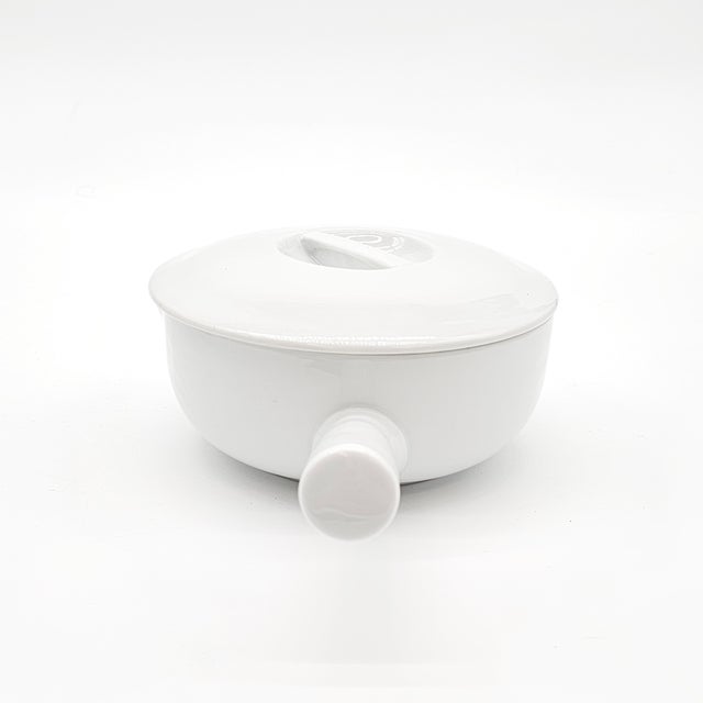 Apilco France White Porcelain Covered Soup Bowl With Handle, 10" For Sale - Image 4 of 12