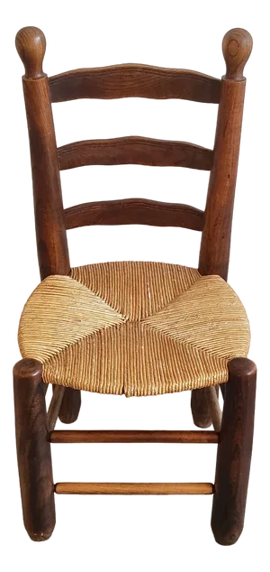 French Chair in Oak & Straw in the style of Charles Dudouyt, 1940s