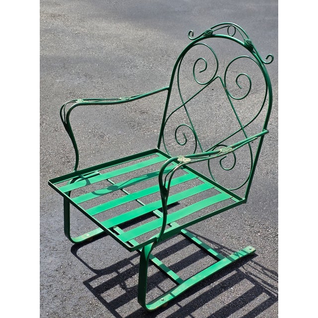 1950s Vintage Mid-Century Style Meadowcraft Wrought Iron Counterlever Lounge Chair For Sale - Image 5 of 8