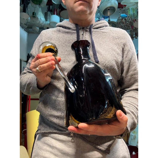 Mid-Century Modern Large Sommerso Murano Glass Bottle by Flavio de Poli, 1960s For Sale - Image 3 of 12