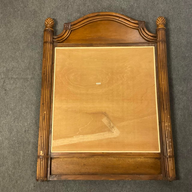 1970s Vintage Coastal Boho Chic Faux Wicker-Bamboo Wall Mirror. For Sale - Image 12 of 17