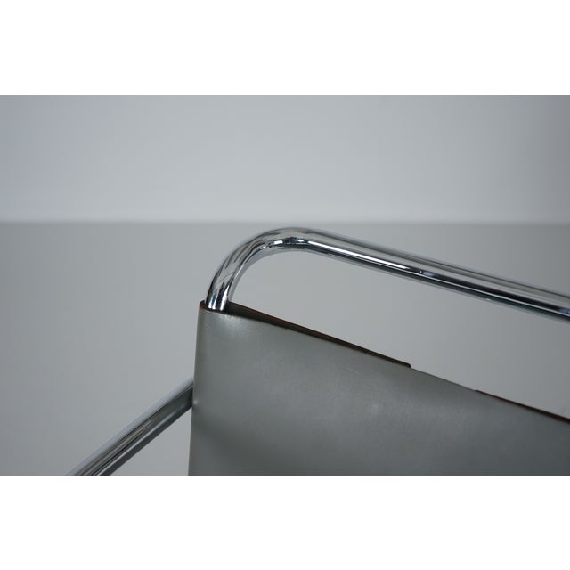 MR20 Tubular Steel Cantilever Chair in Grey Leather by Ludwig Mies van der Rohe for Knoll International, 1970s For Sale - Image 10 of 18