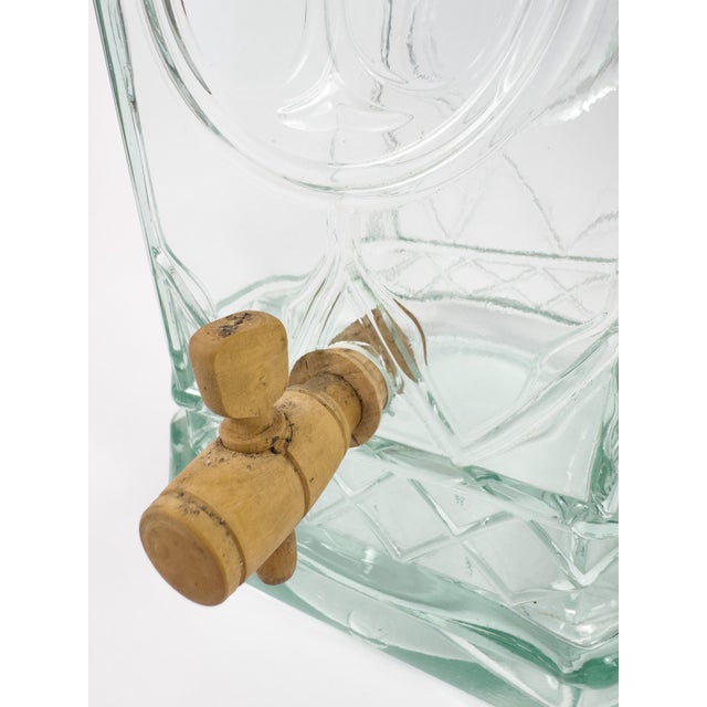 Antique French Mold-Blown Glass Liquor Fountain With Wooden Spigot, Circa 1900 For Sale - Image 6 of 18