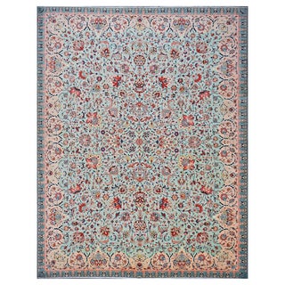 Antique Persian Tabriz Emad Wool 9X12 Red, Mint Green & Pink Handmade Area Rug #9902603 For Sale