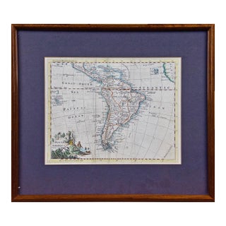 A Hand Colored 18th Century Framed Map of South America by Thomas Jefferys, 1750 For Sale