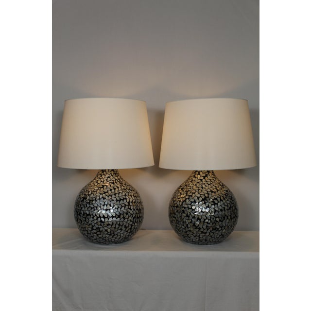Mid 20th Century Mid 20th Century Moroccan Style Pearl Inlay Lamps - a Pair For Sale - Image 5 of 12