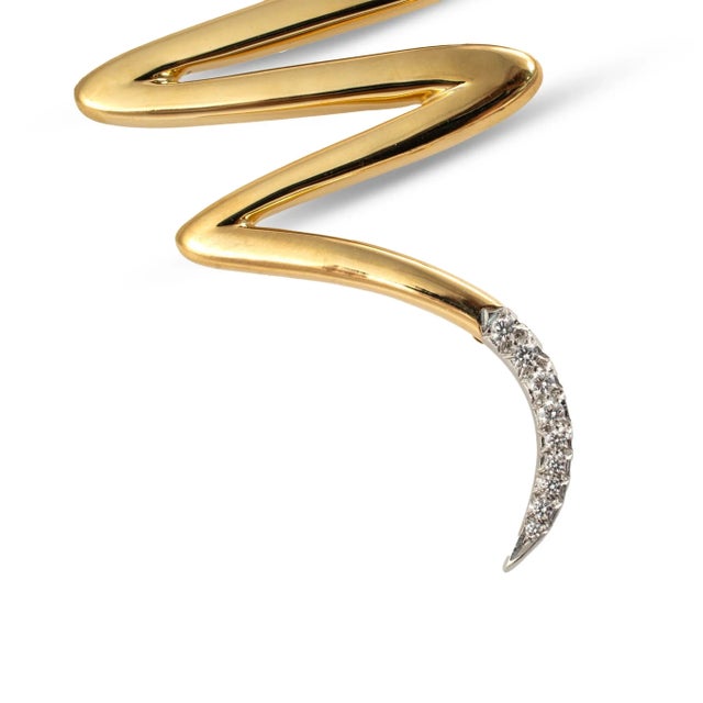 Metal Vintage Tiffany & Co. Large Paloma Picasso 18k Gold Platinum Diamond Pin Brooch For Sale - Image 7 of 7