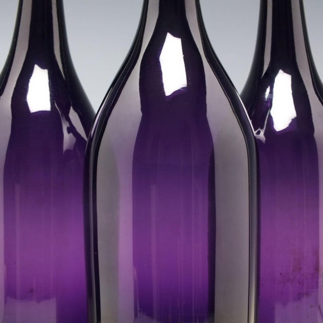 Victorian Amethyst Glass Serving Bottles, 1830s, Set of 3 For Sale - Image 4 of 7