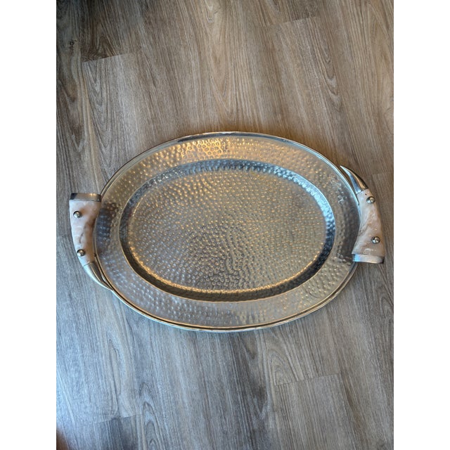 Hollywood Regency 1990s Large Silver Serving Tray For Sale - Image 3 of 12