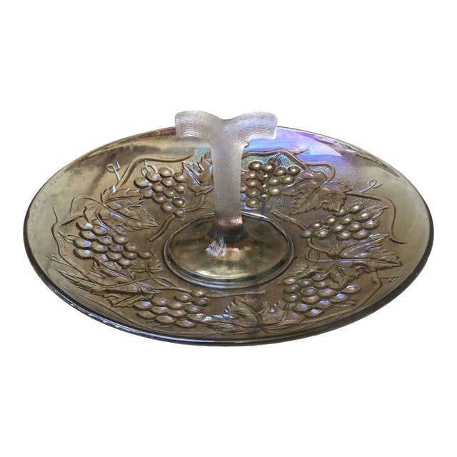 Mid Century Carnival Glass Hordeurves Serving Tray For Sale