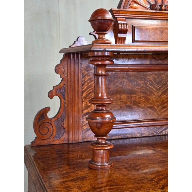 Wood Antique 19th Century German Wilhelmenian Flame Birch Vertical Buffet Sideboard For Sale - Image 7 of 16
