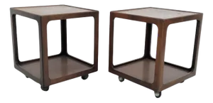 Mid-Century Side Tables with Wheels, 1960s, Set of 2