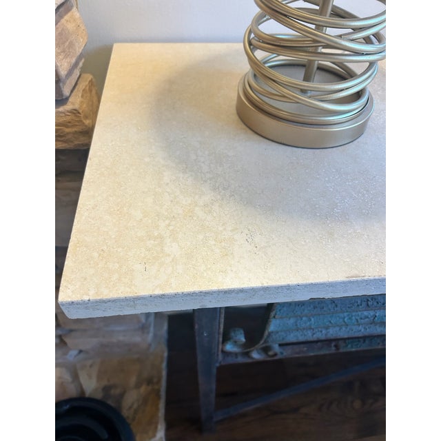 Stone Late 19th Century Limestone Antique Iron Console For Sale - Image 7 of 11