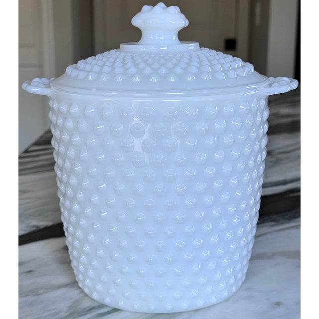 Glass Anchor Hocking Hobnail Biscuit Barrel or Ice Bucket For Sale - Image 7 of 9