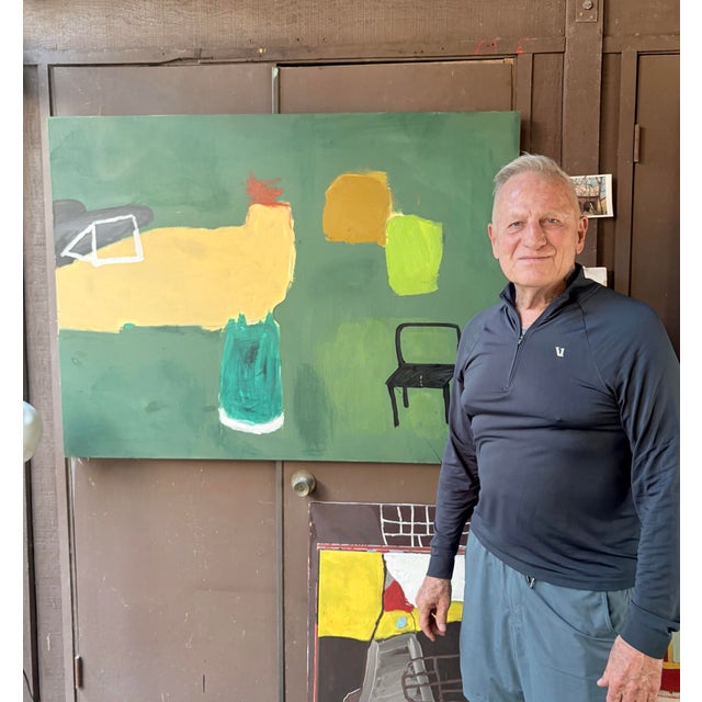 Large Abstract Mixed Media Painting by John Luckett in Greens, 36” X 48 For Sale In Palm Springs - Image 6 of 6