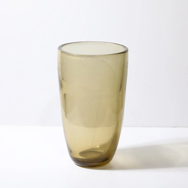 Glass Modernist Smoked Amber Hand-Blown Murano Glass Vase For Sale - Image 7 of 10