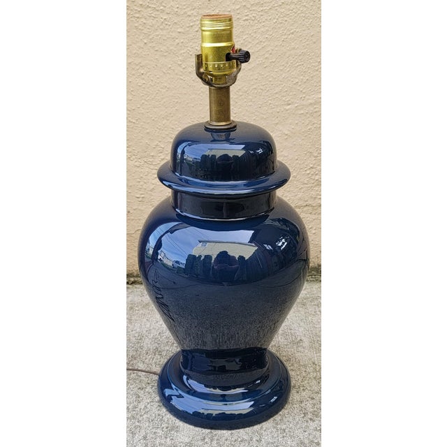 Vintage 1960s Chinoiserie Navy Blue Ginger Jar Style Table Lamp Chairish