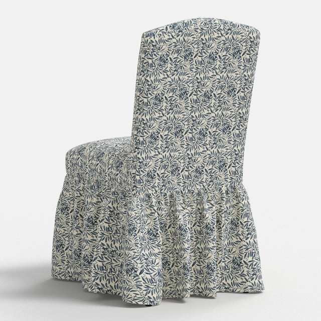 Stoffer Home x Cloth & Company Thelma Ruffle Camel Back Dining Chair in Willow Vine Navy For Sale In Chicago - Image 6 of 8