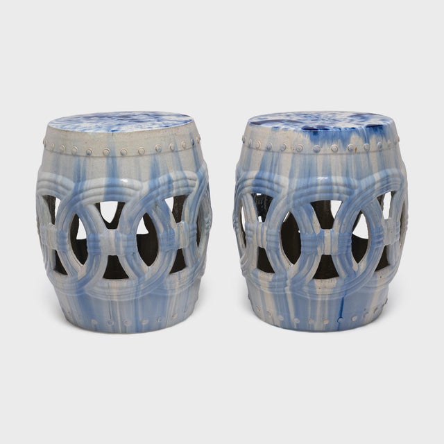 Drip Blue & White Prosperity Garden Stool For Sale In Chicago - Image 6 of 6