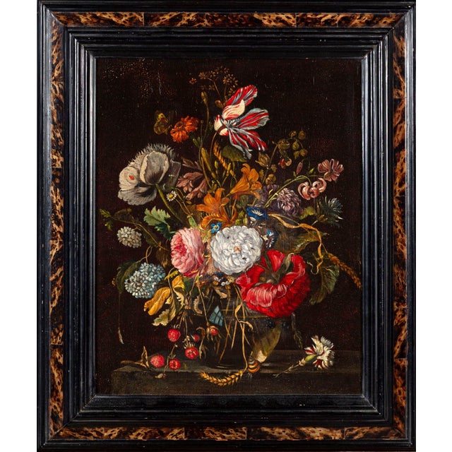 Oil painting on wood panel, Flemish School, 17th century Still life with a bouquet of flowers Dimensions: 44 x 37 cm...