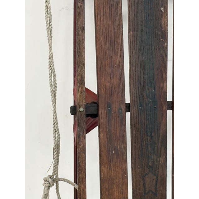 Red Vintage Gladding American Flyer Wooden Sled For Sale - Image 8 of 10