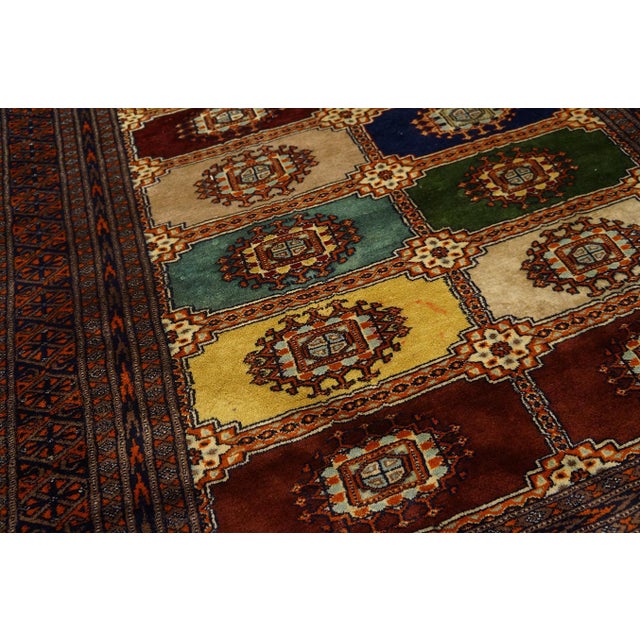 1960s Multicolor Geometric Antique Baluch-Turkmen Rug 4'0" X5'8" Handknotted Wool Carpet For Sale - Image 4 of 5