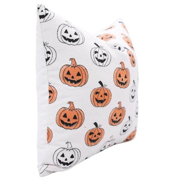 Add festive charm to your home this Halloween with the Fabdivine Halloween Pumpkin Block Print Pillow Cover, a perfect...