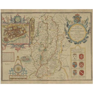 Antique Map of Nottinghamshire by Speed, 1676 For Sale
