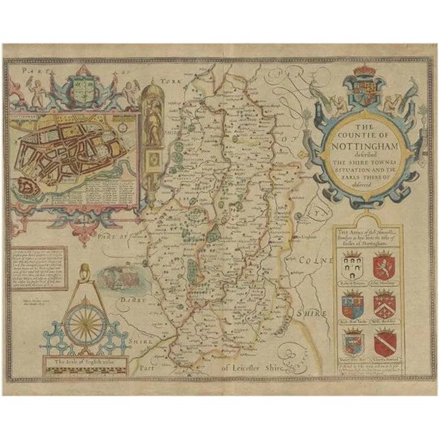 Antique Map of Nottinghamshire by Speed, 1676 For Sale