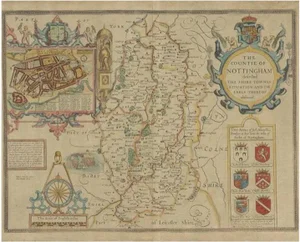Antique Map of Nottinghamshire by Speed, 1676