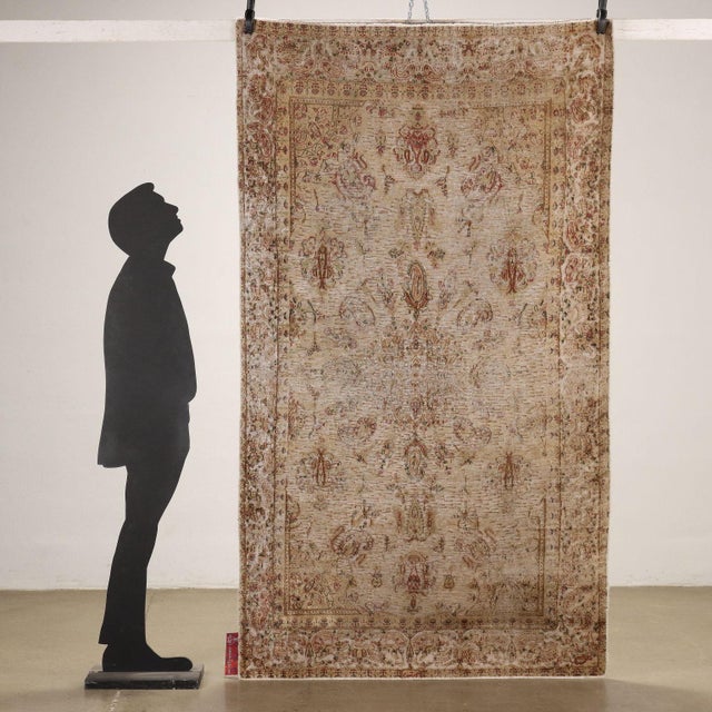 Vintage Cotton Wool Thin Knot Rug, Turkey For Sale - Image 3 of 16