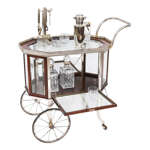 Antique Art Deco French Gilded Bar Cart, 1920s For Sale