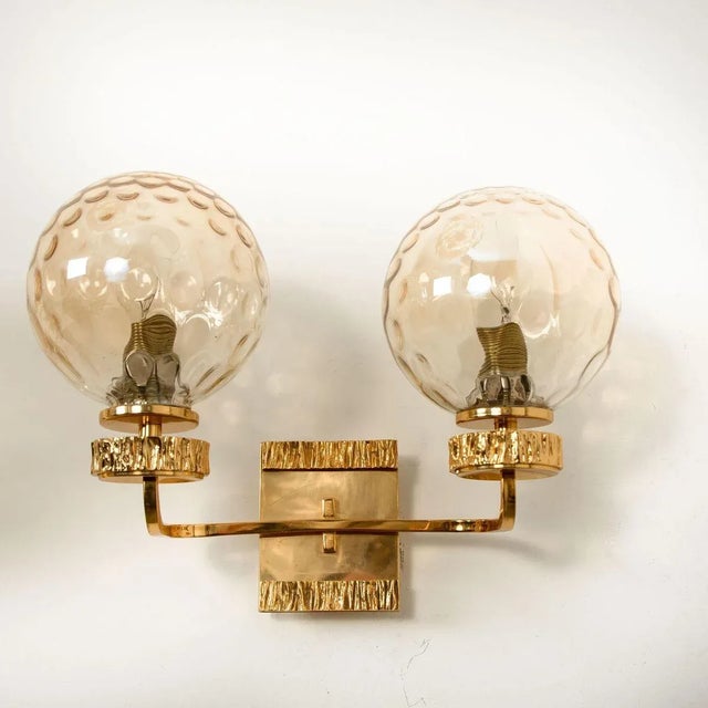 Large Gold-Plated Blown Glass Chandelier in the Style of Brotto, Italy, 1970s For Sale - Image 15 of 18