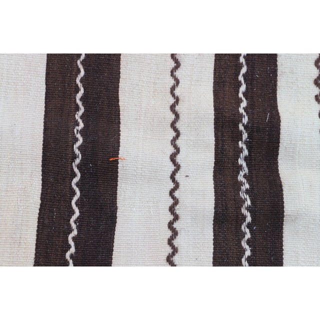 1980s Tribal White Striped Kilim Rug For Sale - Image 11 of 11