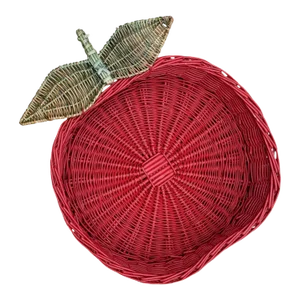 Vintage Wicker Apple Fruit Shaped Basket Tray