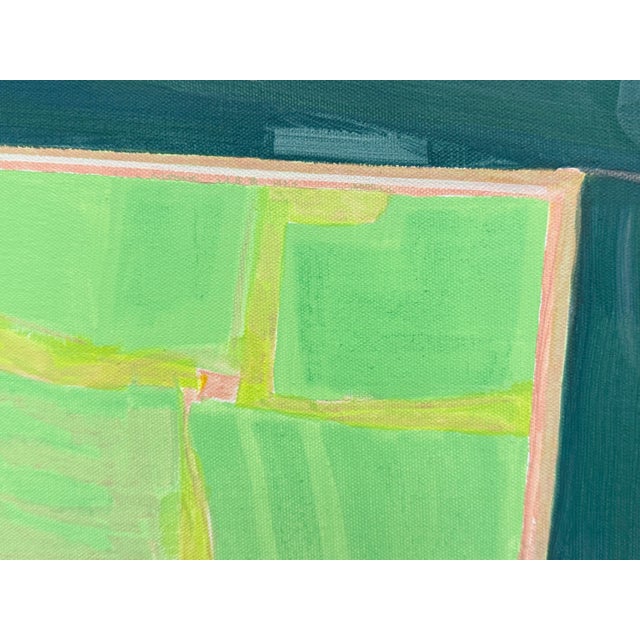 Green Geometric Abstract Acrylic on Canvas Painting, Circa 2008 For Sale - Image 8 of 12