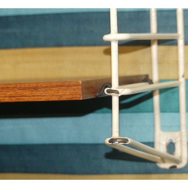 Mid-Century Modern String Shelf with Illuminated Covers in Dark Wood Veneer and White Ladders from Musterring International, 1960s For Sale - Image 6 of 16