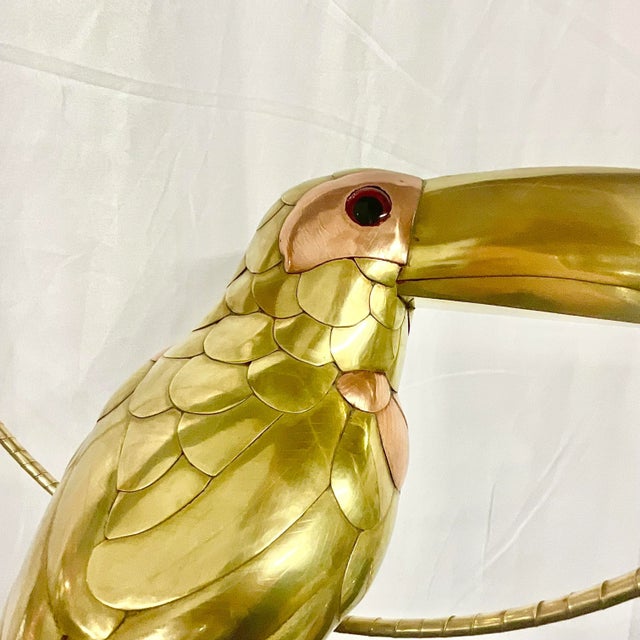 Cinco De Mayo - 1970s Vintage Mexican Folk Art Sergio Bustamante Attributed Brass-Copper Toucan Sculpture. For Sale - Image 11 of 12