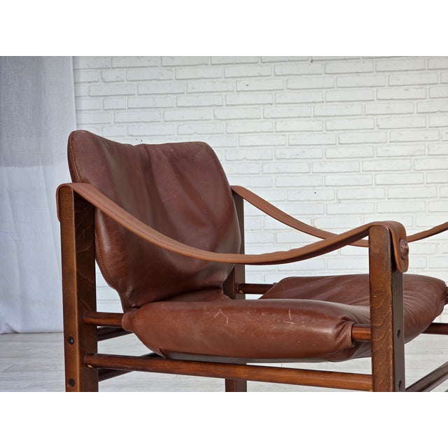 Danish Safari Armchair in Leather from Skipper's Furniture, 1970s For Sale - Image 9 of 17