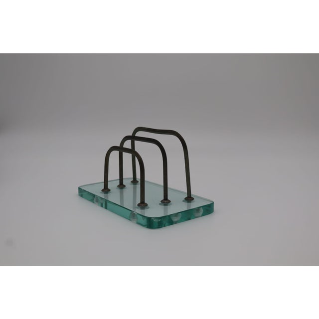 1950s Mid-Century Modern Glass and Burnished Metal Letter Rack from Fontana Arte, 1950s For Sale - Image 5 of 5