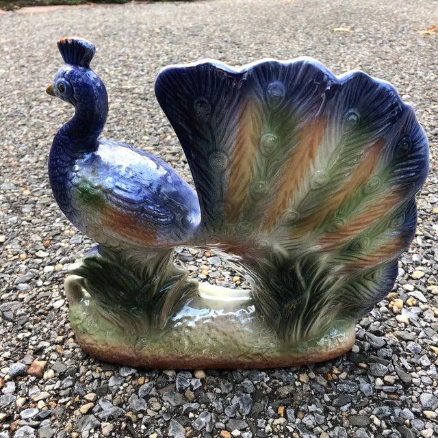 1970s Art Deco Ceramic Peacock Figurine Chairish