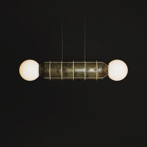 Navazi Medium Horizontal Lamp in Burnished Copper and Frosted Glass by Svitanok For Sale - Image 16 of 18
